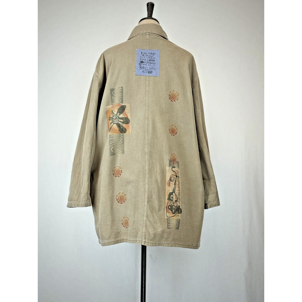 90's Vintage BLUE FISH Green Cotton Jacket MADE USA OS #0175 - Picture 4 of 16